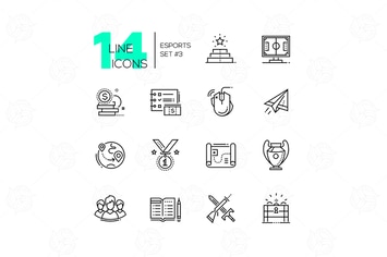 Esports - modern single line icons set