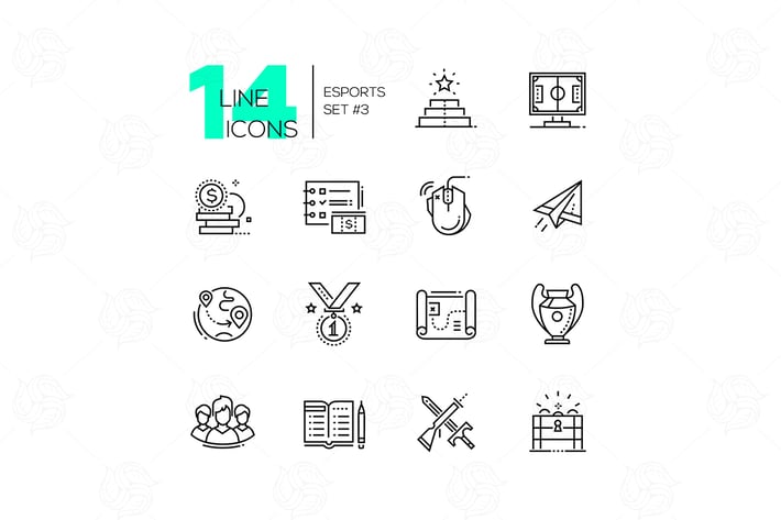 Esports - modern single line icons set