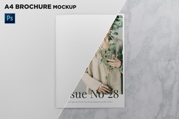 A4 Brochure Cover Mockup Top View