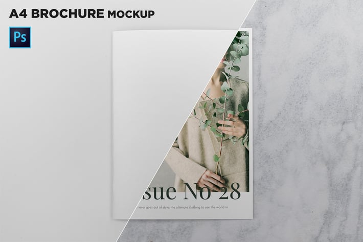 A4 Brochure Cover Mockup Top View