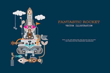 Fantastic Rocket vector illustration