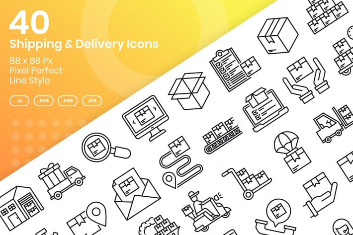 40 Shipping & Delivery Icons set - Line