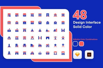 Building Solid Color Icon Set