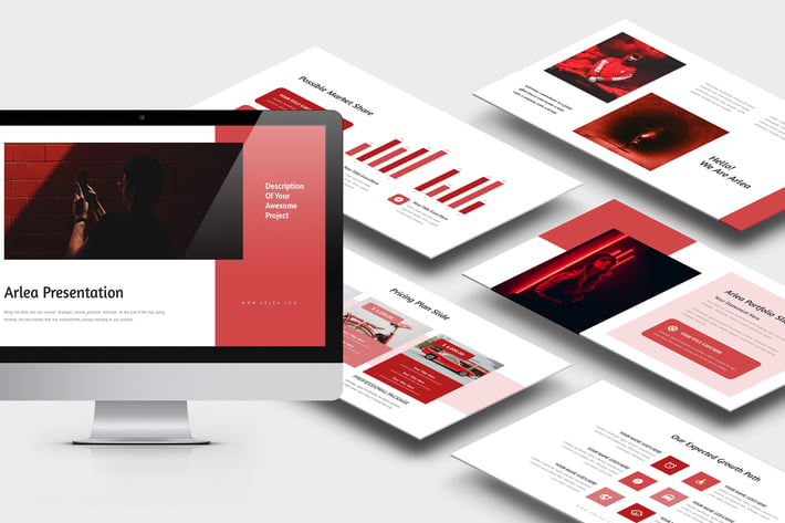Arlea : Red Color Tone Pitch Deck Keynote