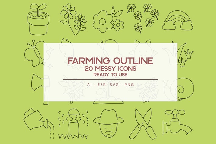 Farming Outline Icons Set
