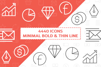 4440 Minimal Bold and Thin Line Icons