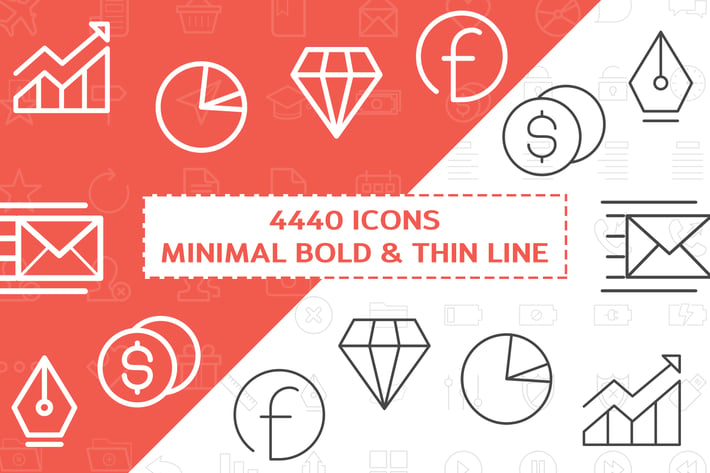 4440 Minimal Bold and Thin Line Icons