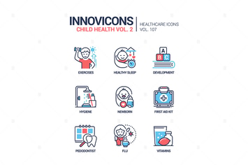 Child health - line design style icons set