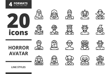 Horror Avatar Line Icons Packs