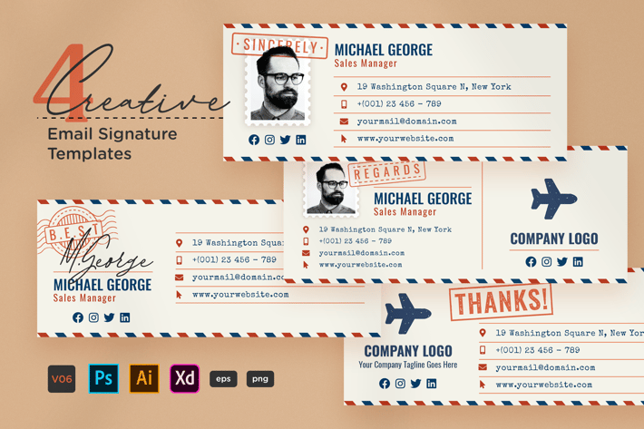 Creative Email Signature V06 - Airmail Style