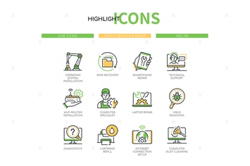 Device service and repair line design style icons