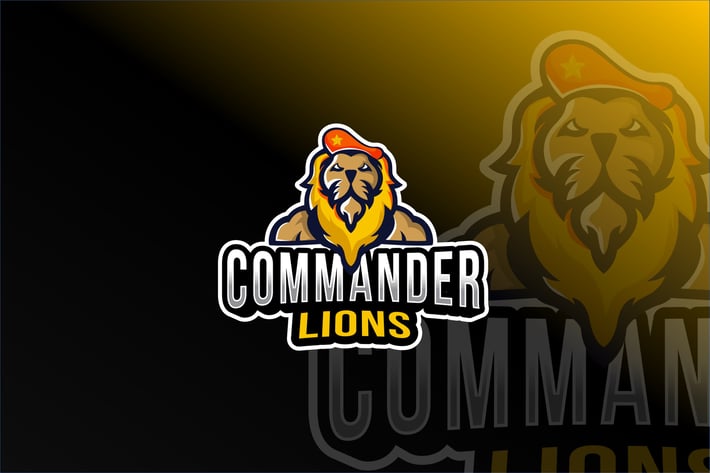 Commander Lions Esport Logo Template