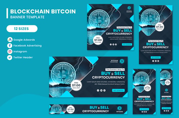 Cryptocurrency Bitcoin Banner Set Template