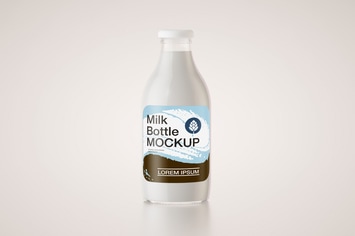 Glass Milk Bottle Mockup