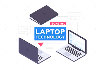 Laptop technology - vector isometric objects