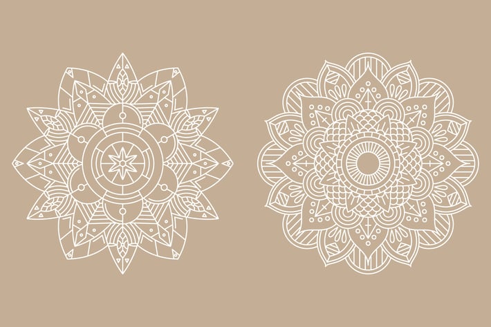 2 Mandala Monoline Logo Badge