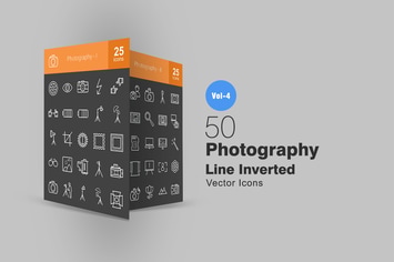 50 Photography Line Inverted Icons