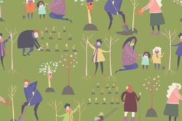 Vector seamless vector pattern with cartoon people
