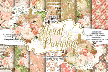 Floral Pumpkin digital paper pack