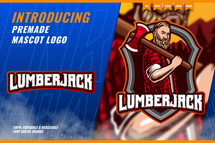 Muscle Lumberjack - Mascot Esport Logo Template