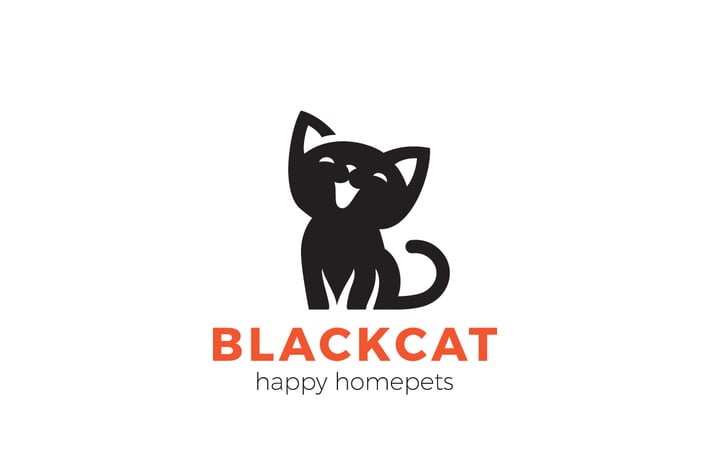Logo Black Cat Kitty Home Pets