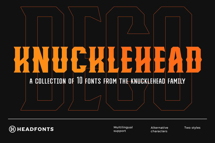 Knucklehead Deco | Vintage Font
