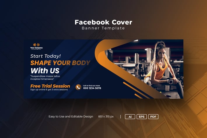 Gym fitness social media web banner Facebook Cover