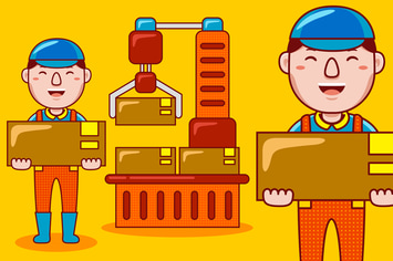 Factory Worker Profession Cartoon Vector