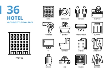 Hotel Outline Style Icon Set