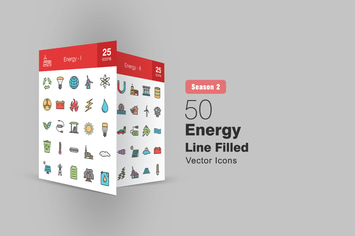 50 Energy Filled Line Icons Season II
