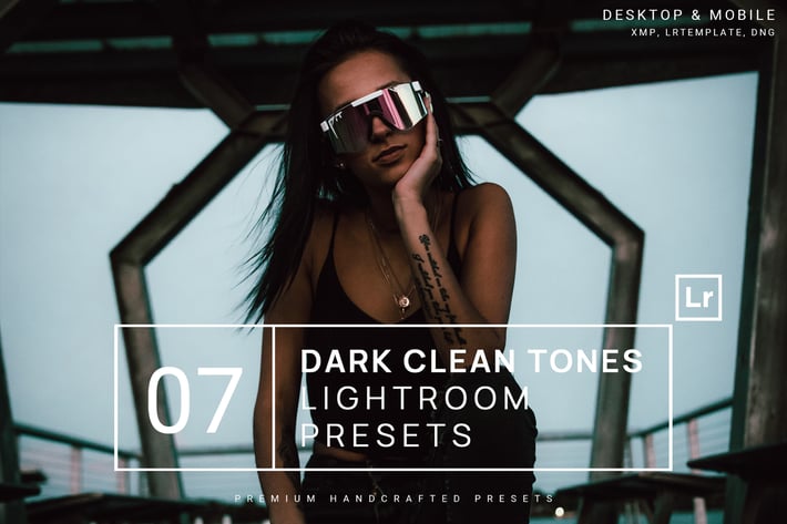 7 Dark Clean Tones Lightroom Presets + Mobile