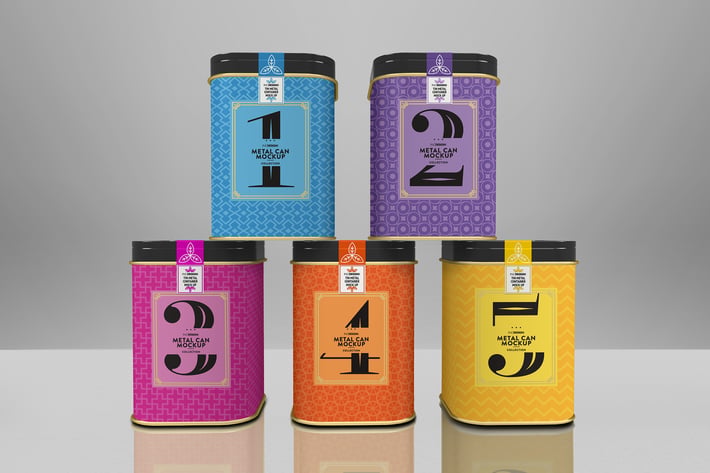 Square Tin Cans Packaging Mock Up Vol.2