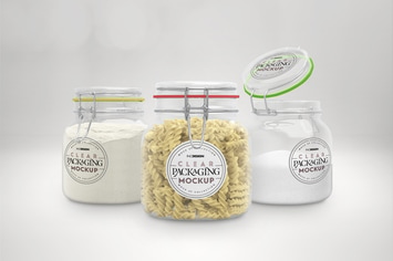 Clear 1liter Mason Clip Jars Mockup