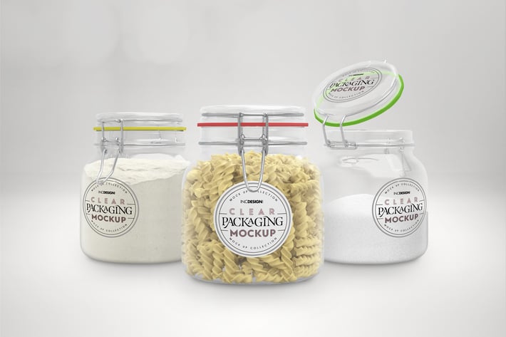 Clear 1liter Mason Clip Jars Mockup