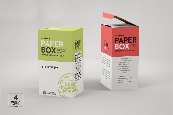 Paper Top Lid Tuck Box Packaging Mockup
