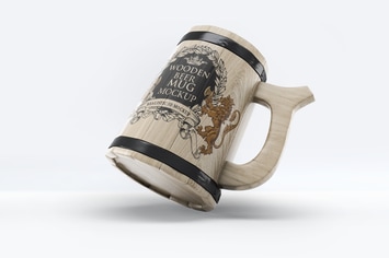 Wooden Beer Mug Mock-Up