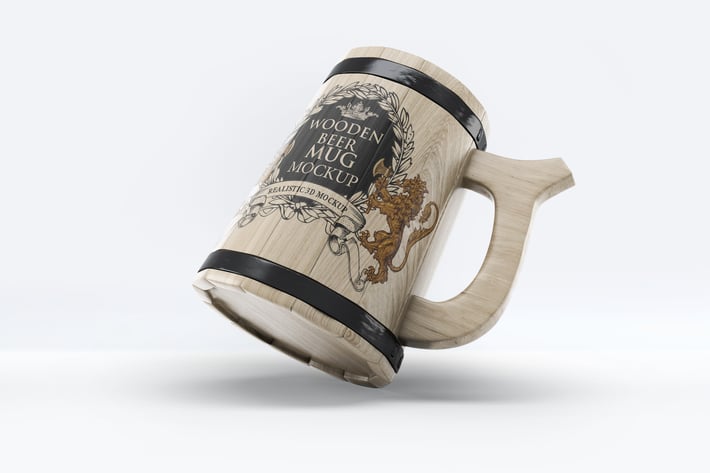 Wooden Beer Mug Mock-Up