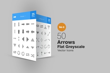 50 Arrows Greyscale Icons