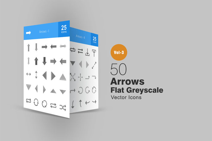 50 Arrows Greyscale Icons