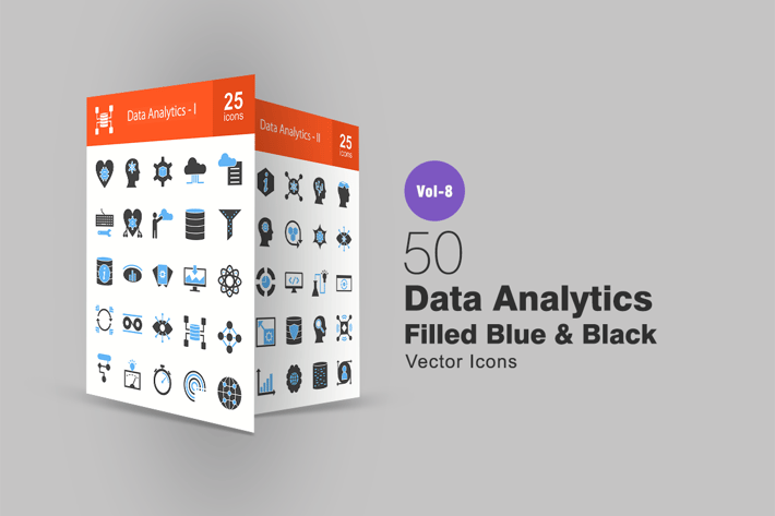 Data Analytics Blue & Black Icons