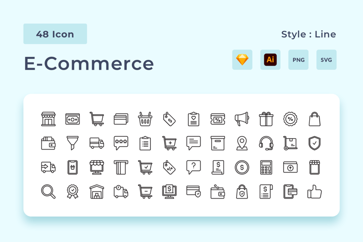E-Commerce Outline Style Icon Pack