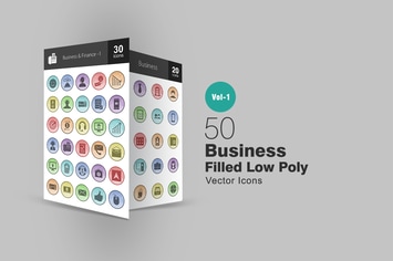 50 Business Filled Low Poly Icons