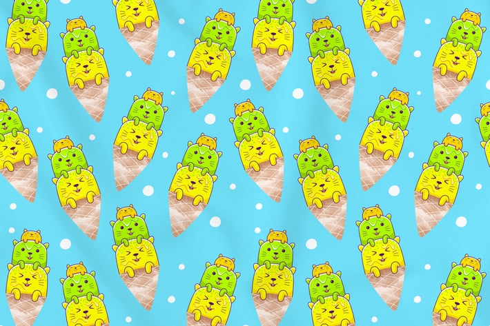 Cats Ice Cream Seamless Pattern Vol. 3
