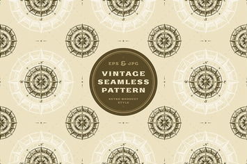 Seamless vintage compass pattern