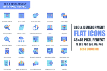 Simple Set Seo and Development Flat Icons