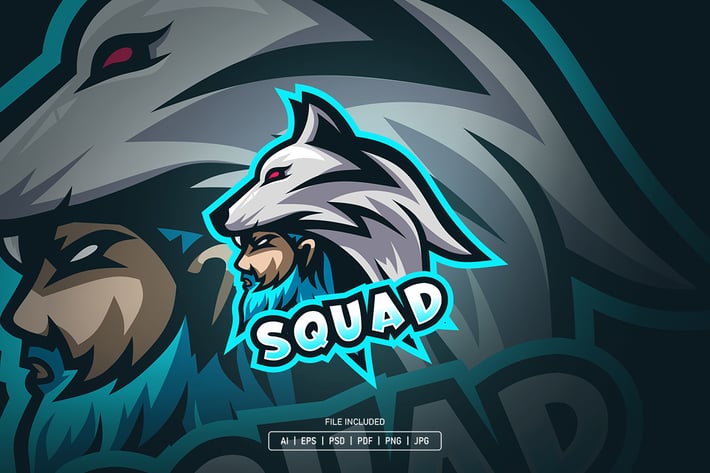 Wolf squad esport logo template
