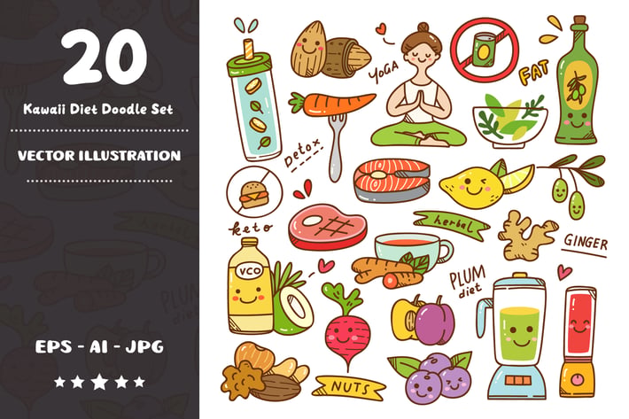 Kawaii Diet Doodle Set