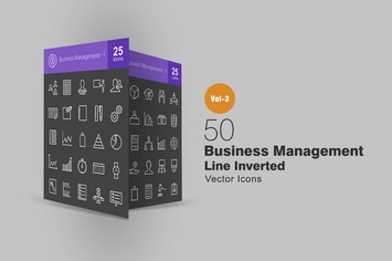 50 Business Management Line Inverted Icons
