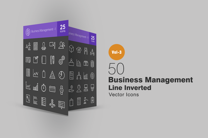 50 Business Management Line Inverted Icons