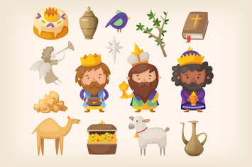 Three kings and items for Epiphany